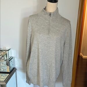 J Crew Mercantile Gray Zip Up Sweater High Collar Large.  Merino Wool Blend.